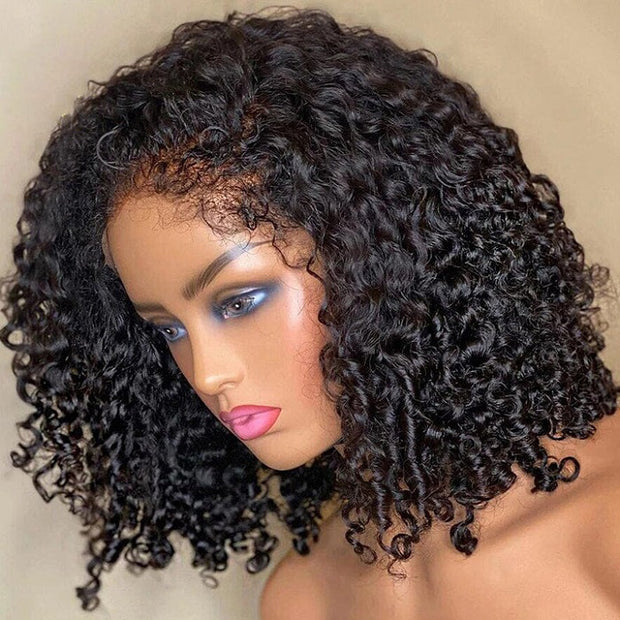 4C Edge Hairline丨Short Bob Curly 13x4 HD Lace Front Wig with Curly Edges Baby Hair Wigs