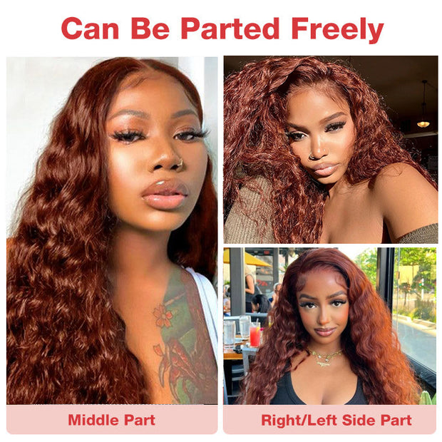 Wear Go Glueless Wigs 8*5 Pre Cut HD Lace Wig Reddish Brown Body Wave Wig Pre-Bleached