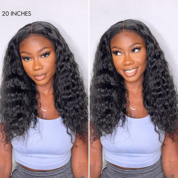 Real Kinky Edge Hairline Water Wave Lace Front Wig Pre Bleached Pre Plucked HD Lace Human Hair Wigs For Black Women