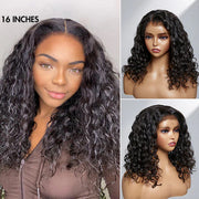 Real Kinky Edge Hairline Water Wave Lace Front Wig Pre Bleached Pre Plucked HD Lace Human Hair Wigs For Black Women