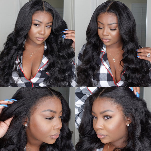 4C Edge Hairline丨Body Wave 13x4 HD Lace Front Wig with Curly Edges Baby Hair Wigs