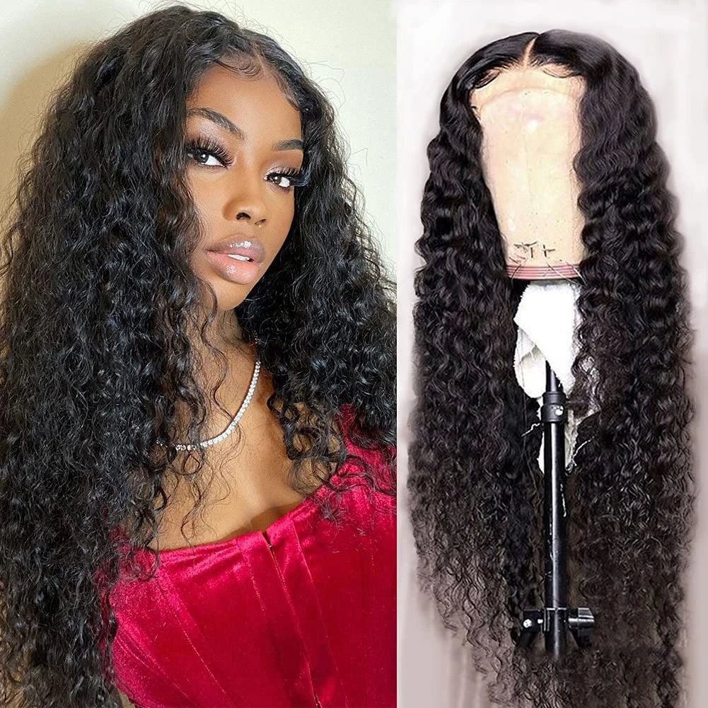 6x6 Undetectable Lace Closure Wigs Deep Wave Glueless Wig Preplucked Natual Black Human Hair Wigs