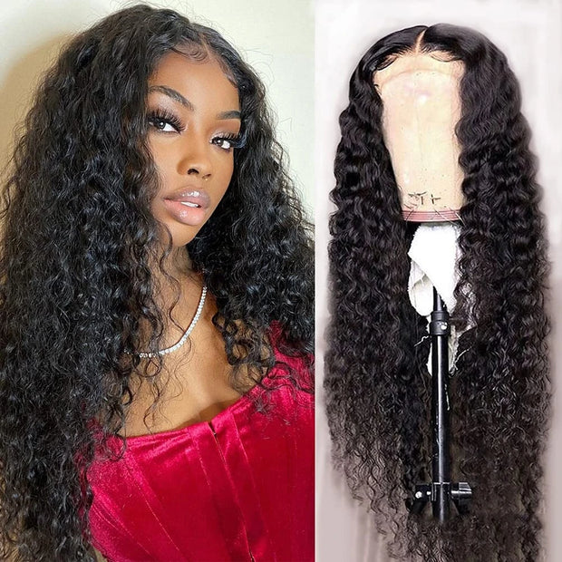 6x6 Undetectable Lace Closure Wigs Deep Wave Glueless Wig Preplucked Natual Black Human Hair Wigs
