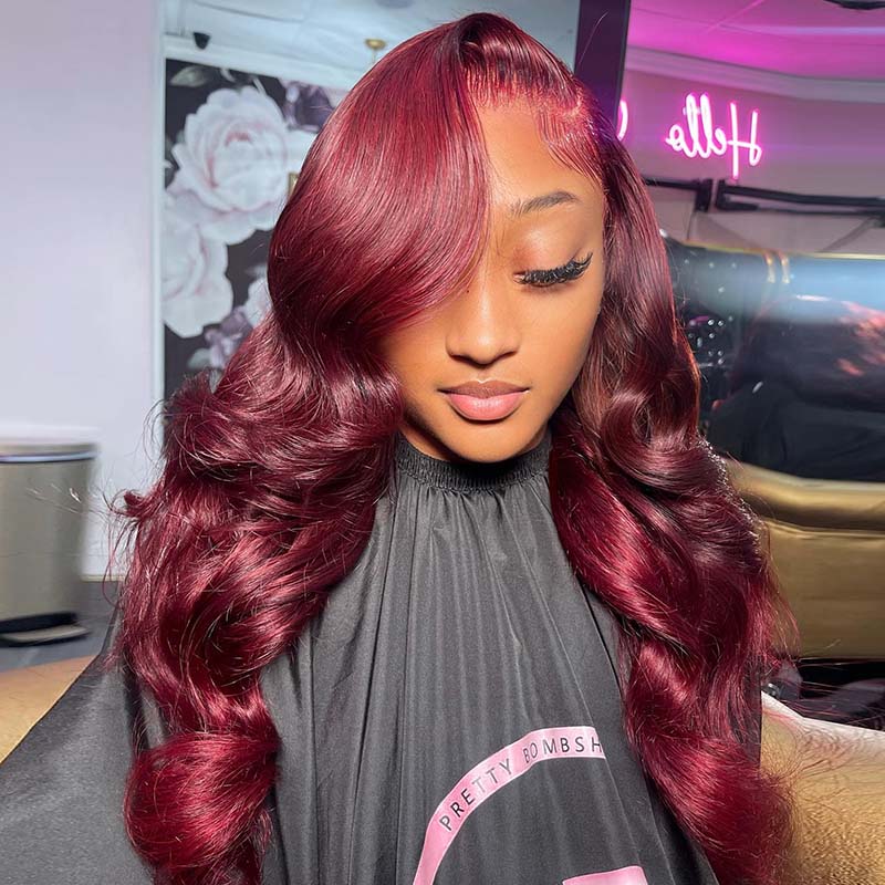 BOGO SALE|Sugar Plum Color Body Wave Hair 99J Burgundy 13x4 HD Lace Front Wig 100% Virgin Real Human Hair Wig