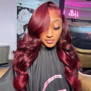 BOGO SALE|Sugar Plum Color Body Wave Hair 99J Burgundy 13x4 HD Lace Front Wig 100% Virgin Real Human Hair Wig