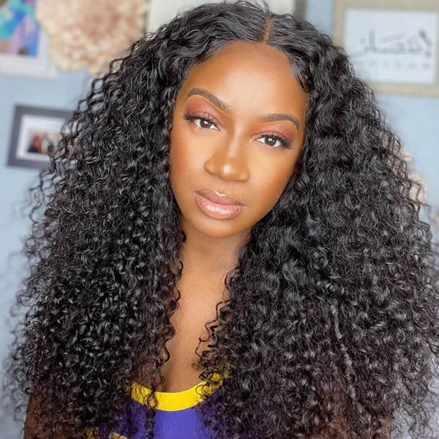 Skin Melt HD Lace Kinky Curly 360 Lace Frontal Human Hair Wig Preplucked with Baby Hair