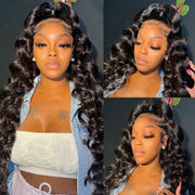 Cynosure Hair Loose Deep Wave 360 HD Lace Frontal Wigs With Baby Hair 220% Density