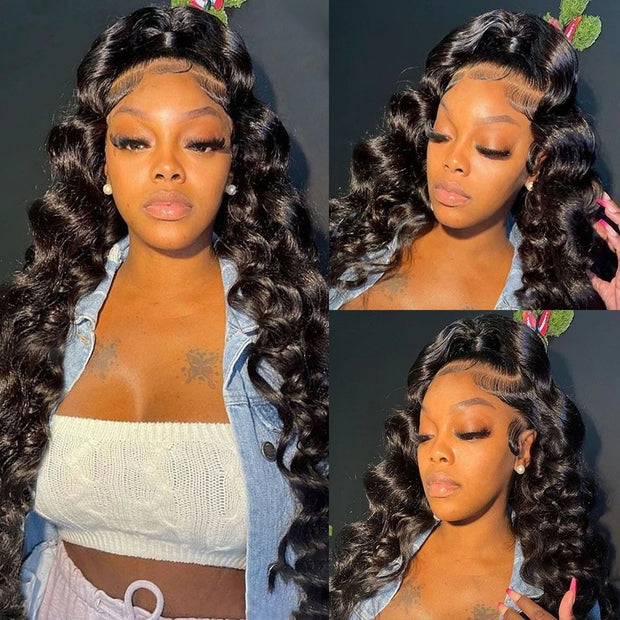 Cynosure Hair Loose Deep Wave 360 HD Lace Frontal Wigs With Baby Hair 220% Density