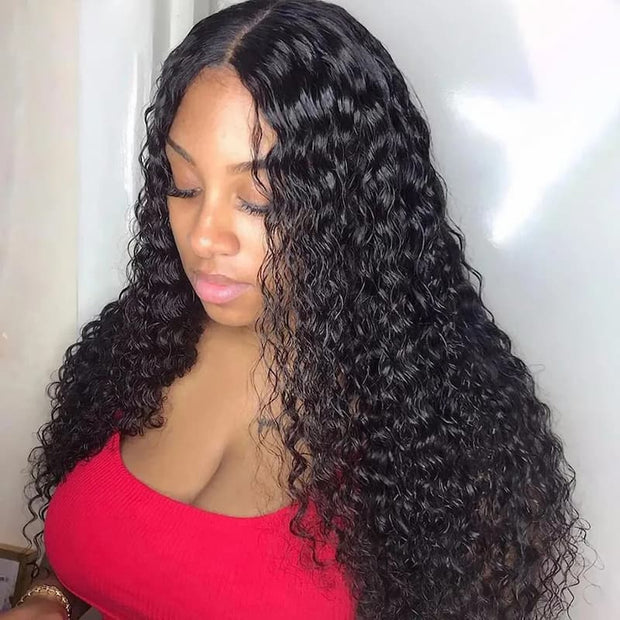 Water Wave Glueless Wigs 13x4 13x6 HD Invisible Transparent Lace Front Human Hair Wigs Bleached Knots