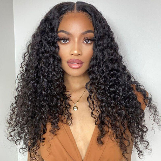 Water Wave Glueless Wigs 13x4 13x6 HD Invisible Transparent Lace Front Human Hair Wigs Bleached Knots