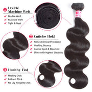 Brazilian Virgin Hair Body Wave 3 Bundles With 4x4 Lace closure 100% Human Hair