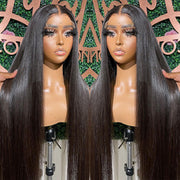 $100 OFF|Straight 5X5 13x4 HD lace Frontal Wig Pre Plucked Pre Bleached Silky Straight Human Hair Wig