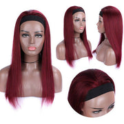 99j Burgundy Color Headband Wigs Human Hair Half Wig