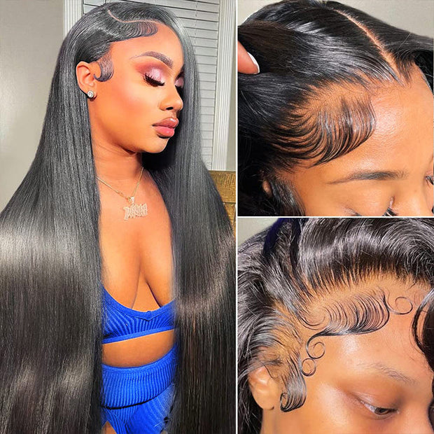 $100 OFF|Straight 5X5 13x4 HD lace Frontal Wig Pre Plucked Pre Bleached Silky Straight Human Hair Wig