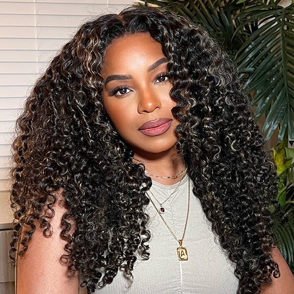1B/27 Highlights Bomb Curly Lace Front Wigs 13X4/13x6 Invisible HD Lace Frontal Curly Human Hair Wigs For Women