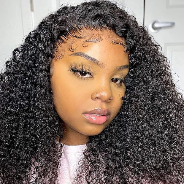 Skin Melt HD Lace Kinky Curly 360 Lace Frontal Human Hair Wig Preplucked with Baby Hair