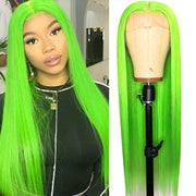 Red Pink Green  13x4 Bone Straight Lace Front Wig Human Hair Pre-plucked Frontal Wig