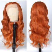 Body Wave HD Transparent Lace Frontal Wig Orange Ginger Color Human Hair Wigs For Women