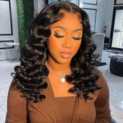 4x4 HD Transparen Lace Closure Wig Loose Wave Undetectable Huma Hair Wig 220 Density Wig Glueless