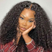 Kinky Curly 4x4 Glueless Crystal HD Lace Preplucked Human Hair Wigs High Density Human Hair Wigs