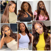 #4 Dark Brown Colored Human Hair Wigs 16-32 inch Skin Melt 13x4/13x6 HD Lace Front Wig