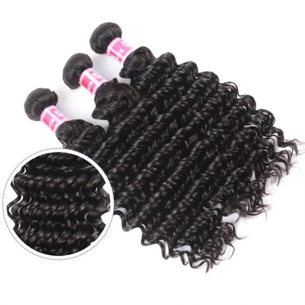 Brazilian Deep Wave 3 Bundles Unprocessed Virgin Human Hair Extensions