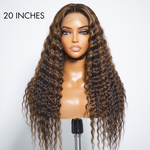 Boho-Chic | Flowy Bohemian Curly 5×5 Closure Lace Glueless Mid Part Long Wig 100% Human Hair