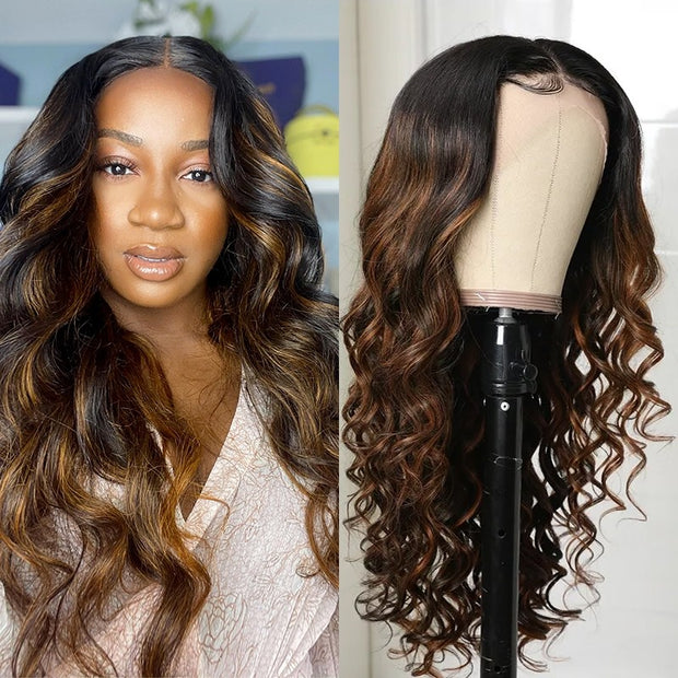 Clearance Sale|Blonde Lace Closure Wig Body Wave Frontal Wig Colored Ombre Human Hair Wigs 1B/30 Highlight Brazilian Natural Hair Wig 180% desntiy