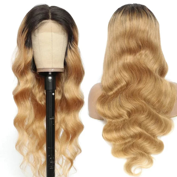 Clearance Sale|16 To 30 Inches 1B/27 Ombre Color Deep Wave 13x4 Lace Front Wig Remy Human Hair Wigs For Woman
