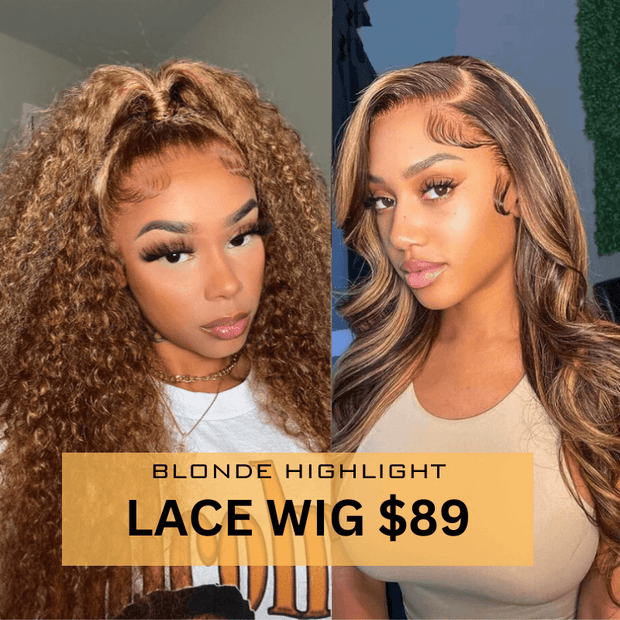 Honey Blonde Highlight Lace Front Curly  Wigs 100% Human Hair Wigs Flash Sale