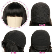 Glueless Human Hair Wigs With Bangs Full Machine Made Wig Affordable Body Wave And Straight Hair Wigs