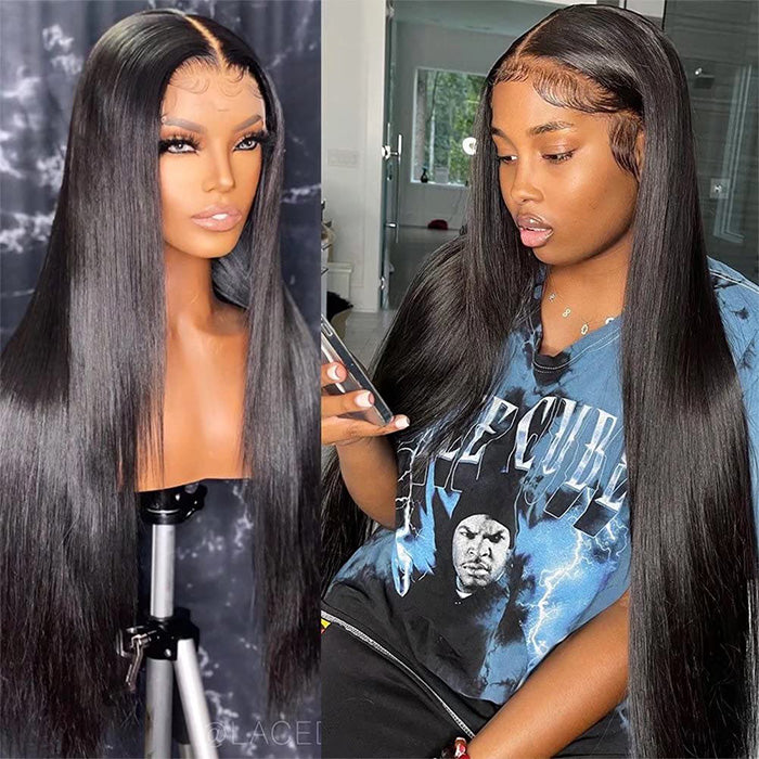 Bleached knots 13x6 Full Lace Frontal Wigs Straight Human Hair HD Lace Pre Plucked With Baby Hair