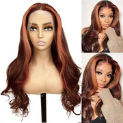 Money Piece Highlight 13x4 Lace Front Wigs Body Wave  Pre Plucked Glueless Lace Human Hair Wigs