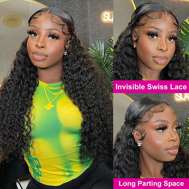 Glueless 13x4 HD Lace Front Wigs Deep Wave Pre Plucked Bleached knots With Baby Hair