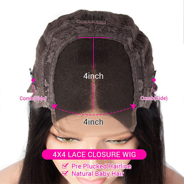 18 Inches Loose Wave= 4x4 HD Lace Closure Wig 100% Virgin Human Hair Wig
