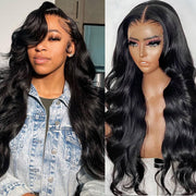 Long Body Wave Human Hair Lace Front Wigs Pre Plucked Real HD Transparent Lace Wig