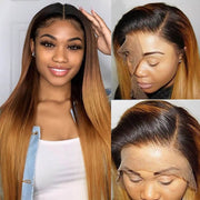 1B/30 Ombre Color Silky Straight Brazilian Virgin Hair Glueless Lace Front Wigs