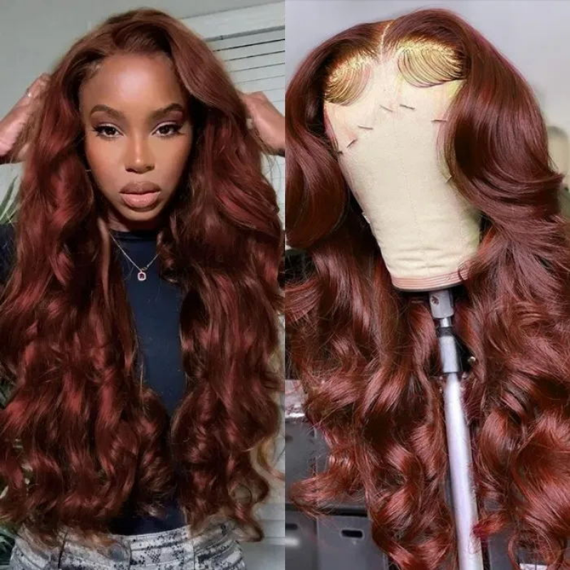 BOGO SALE| 20 Inch Reddish Brown 33# Colored Body Wave Human Hair 13x4 Lace Frontal Wigs