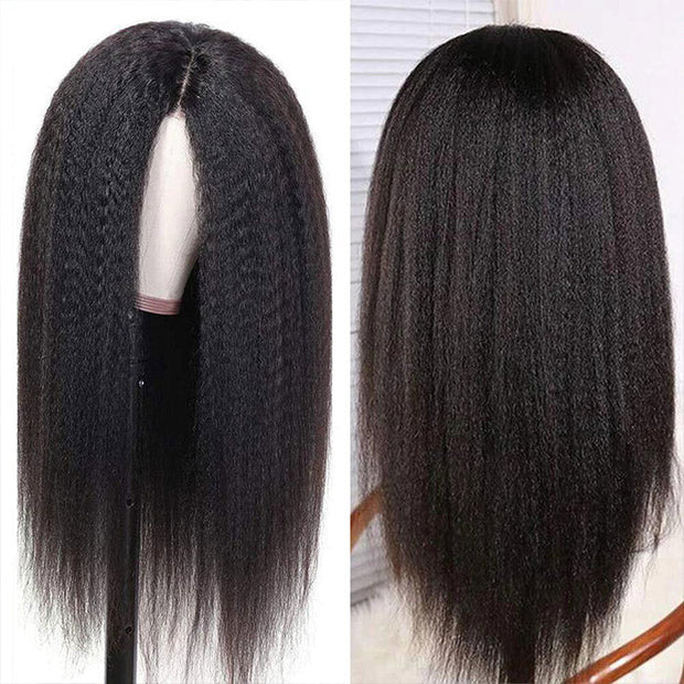 Realistic 13x6 HD Transparent Lace Wig Kinky Straight Undetectable Hair Wig Glueless