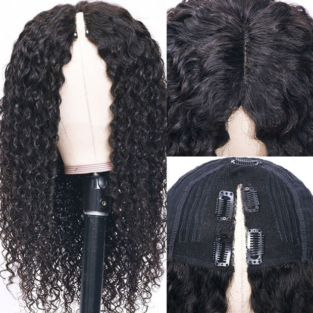 V Part Kinky Curly Wig  Beginner Friendly No Work Need Wear and Go Glueless  Human Hair Wig