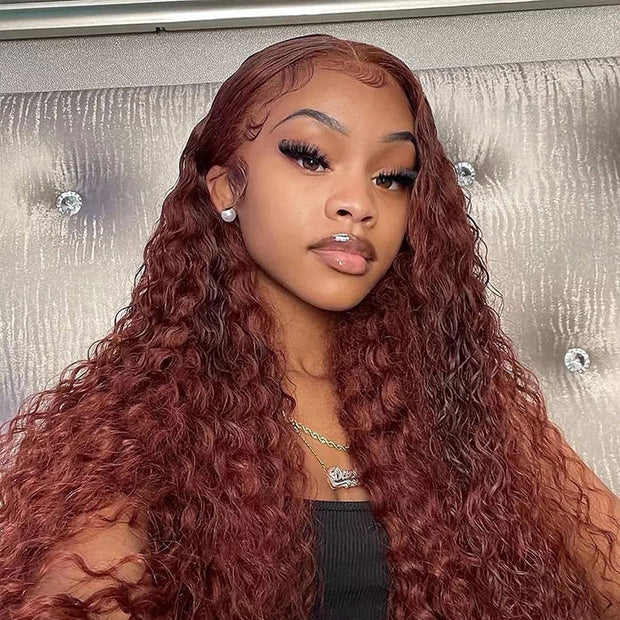 Upgrade Glueless Reddish Brown 360 Lace Frontal Wigs With Hidden Strap Ready & Go Affordable Human Hair Wigs 220% Density