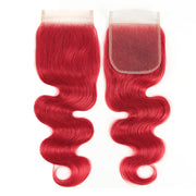 Red Brazilian Body Wave Bundles With Closure Remy Hair Weave Bunldes Hair Extensions