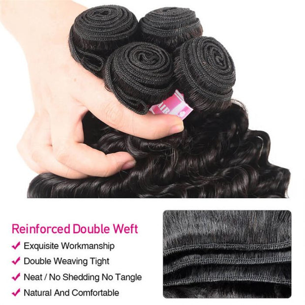 Brazilian Deep Wave 3 Bundles Unprocessed Virgin Human Hair Extensions