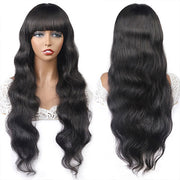 Body Wave Wigs With Bangs 150% Density Human Hair Wigs For Black Women Glueless Half Machine Made Wigs