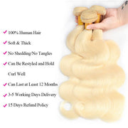 Brazilian Blonde 613 Hair Body Wave 3 Bundles Colored Human Hair Weaves