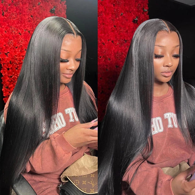 Skin Melt 5X5  Lace Straight Human Hair Lace Closure Wigs with Natural Hairline