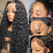 Deep Wave HD Transparent Lace Front Wigs Human Hair Pre Plucked Glueless Lace Wigs