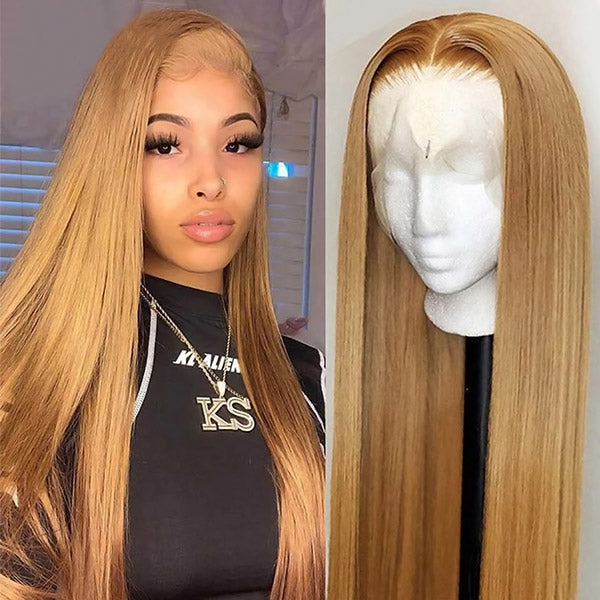 Gloden Blonde Straight 13x4 HD Lace Frontal Wig Colored Human Hair Wigs For Women