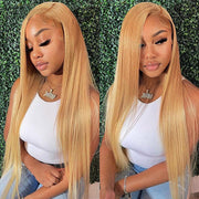 Gloden Blonde Straight 13x4 HD Lace Frontal Wig Colored Human Hair Wigs For Women