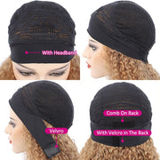 #27 Honey Blonde Curly Hair Headband Wig Human Hair Quick And Easy Install